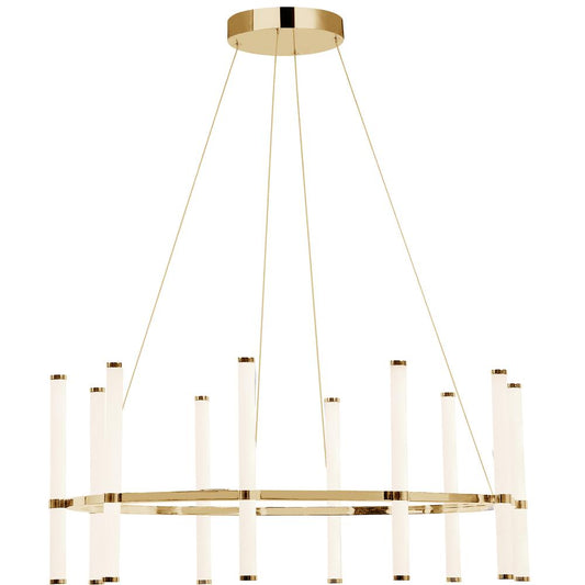 60W Chandelier, Aged Brass with White Acrylic Diffuserq