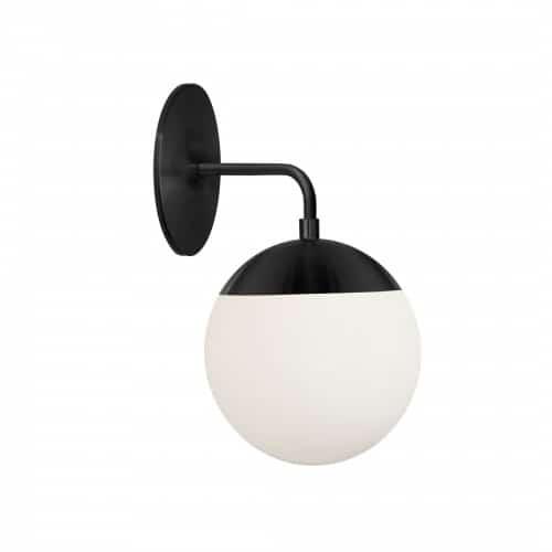 1 Light Halogen Matte Black Wall Sconce w/ White Glass