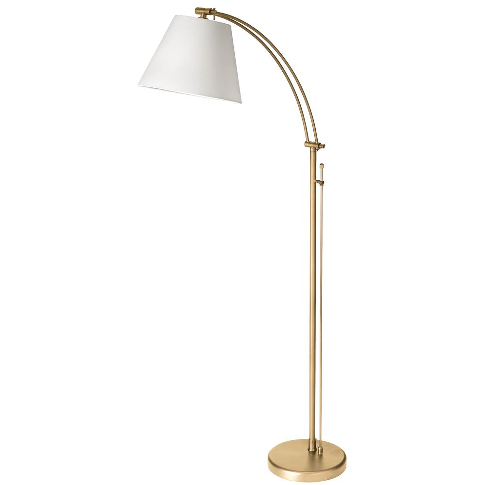 1 Light Incandescent Adjustable Floor Lamp, Aged Brass with White Shade   (DM2578-F-AGB)