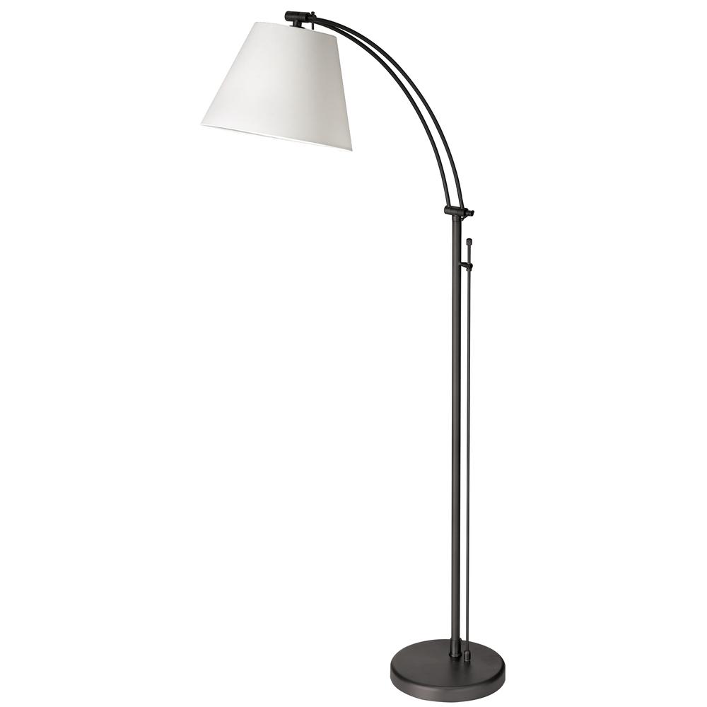 1 Light Incandescent Adjustable Floor Lamp, Matte Black with White Shade   (DM2578-F-MB)