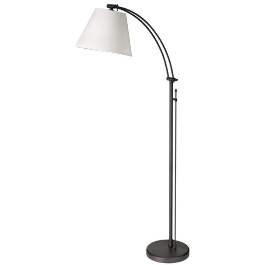 1 Light Incandescent Adjustable Floor Lamp, Matte Black with White Shade   (DM2578-F-MB)