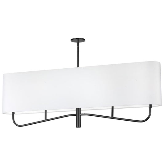 4 Light Incandescent Horizontal Chandelier Matte Black with White Shade