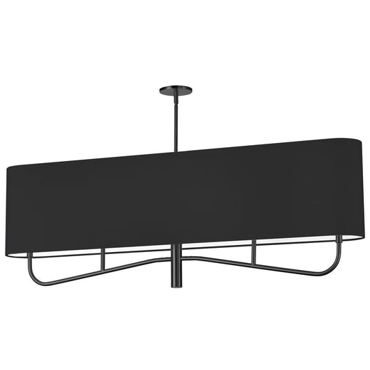 4 Light Incandescent Horizontal Chandelier Matte Black with Black Shade