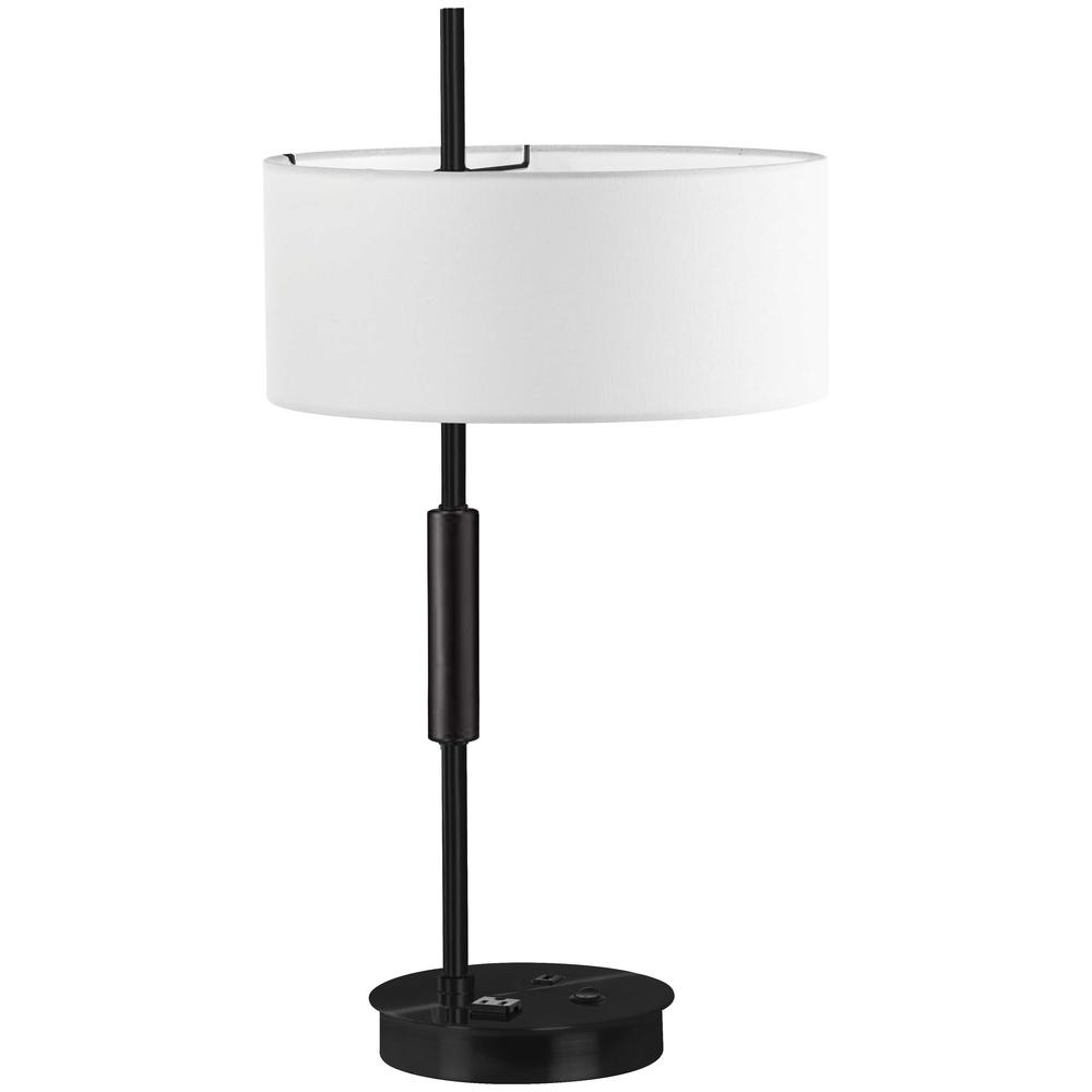 1 Light Incandescent Table Lamp, Matte Black w/ White Shade