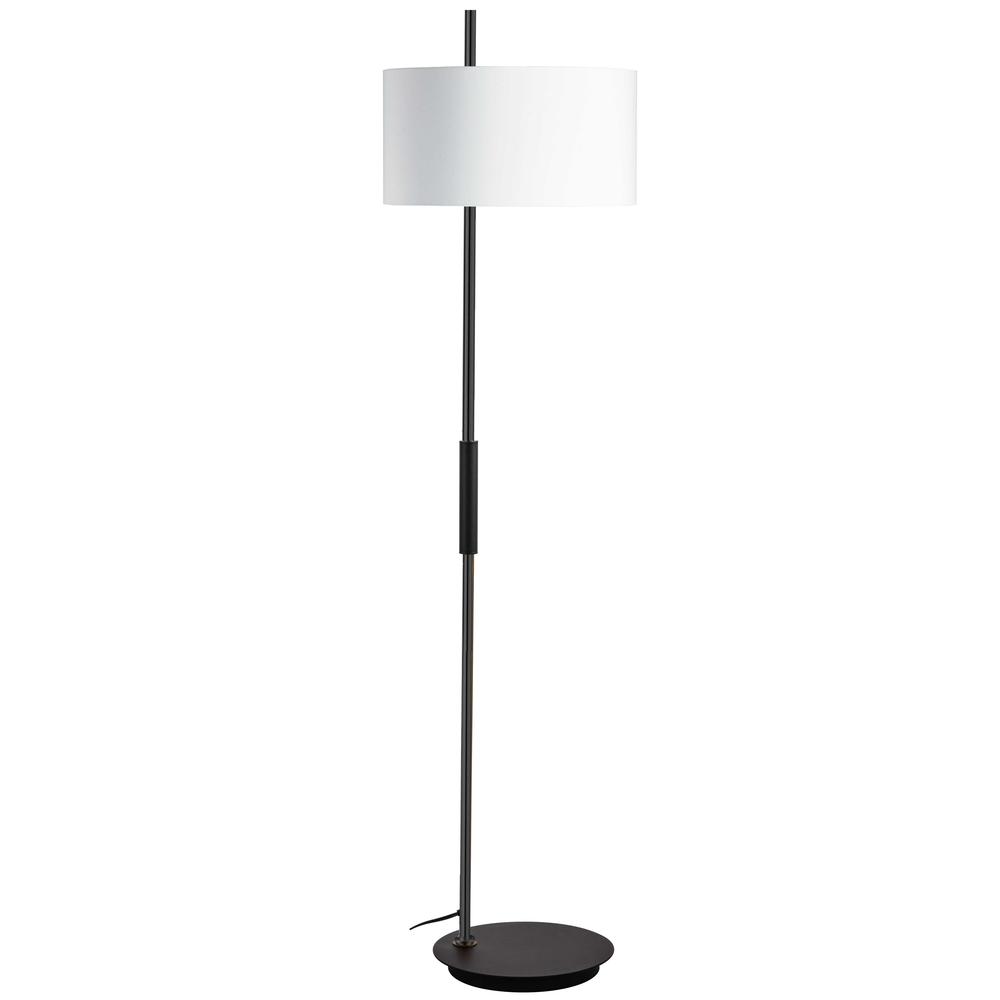 1 Light Incandescent Floor Lamp, Matte Black w/ White Shade