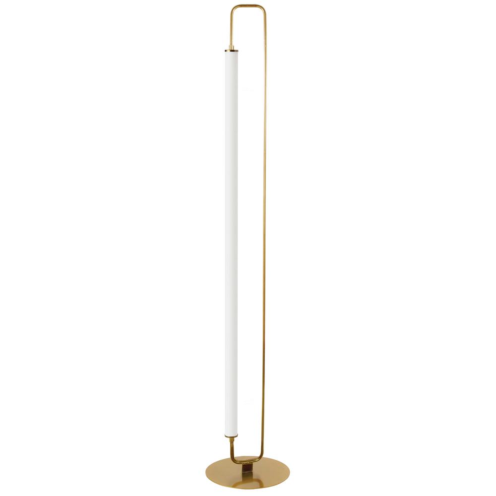 1 Light LED Freya Floor Lamp Aged Brass w/ White Acrylic