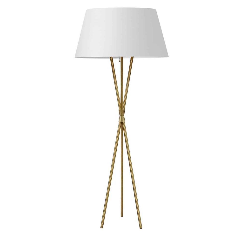 1LT Floor Lamp, ABG w/ WH Shade