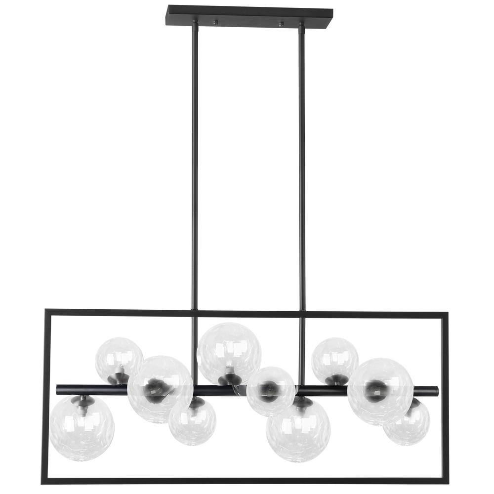 10 Light Halogen Horizontal Pendant, Matte Black with Clear Glass    (GLA-3310HP-MB-CLR)