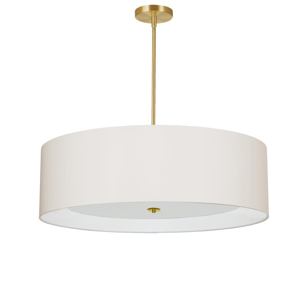 4 Light Incandescent Pendant, Aged Brass with Cream Shade     (HEL-304P-AGB-CRM)