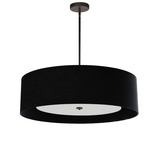 4 Light Incandescent Pendant Matte Black Black Shade with White Diffuser