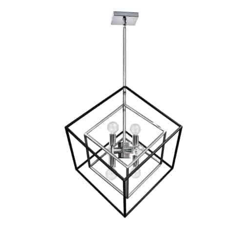 6LT Pendant, Polished Chrome & Matte Black Finish