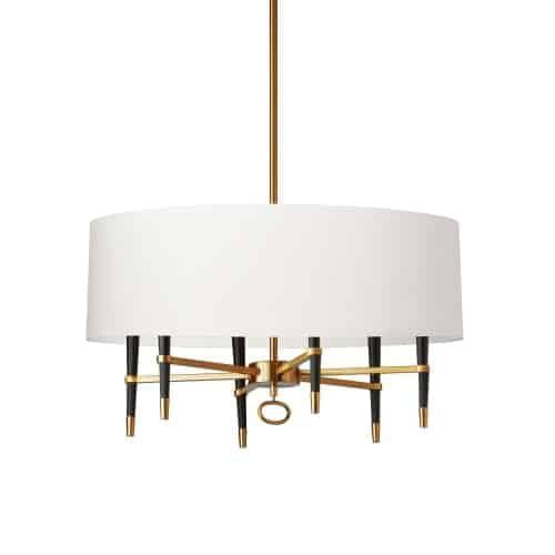 6LT Incandescent Chandelier, VB w/ Wht Shade