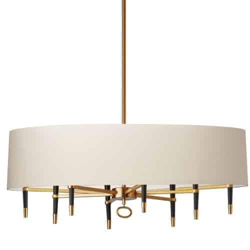 8LT Incandescent Chandelier, VB w/ Cream Shade