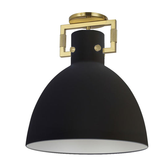 1 Light Semi Flush Mount, Matte Black with Clear Glass