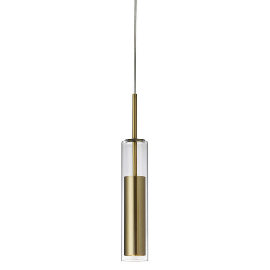 6W Pendant, Aged Brass Finish with Clear Glass    (LUN-1LEDP-AGB)