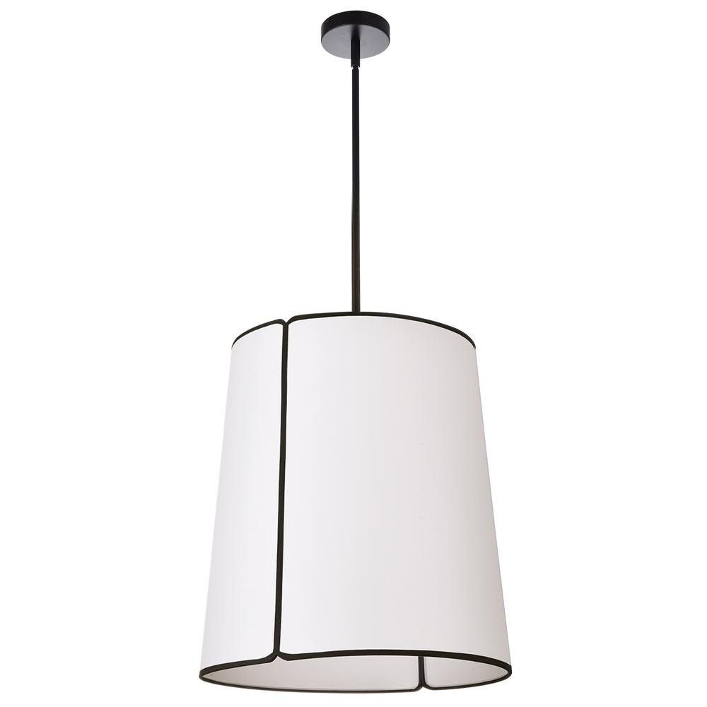 3 Light Notched Pendant, Matte Black White Shade and Diffuser    (NDR-183P-BK-WH)