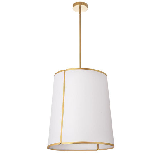 3 Light Notched Pendant, Gold White Shade and Diffuser    (NDR-183P-GLD-WH)