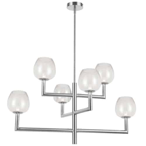 6LT Chandelier,  PC w/ CLR Glass