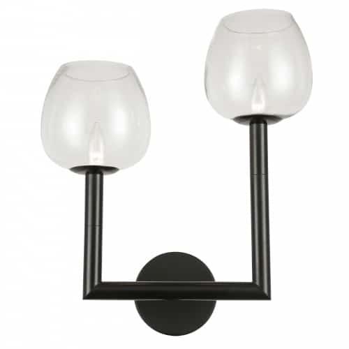 2LT Incandescent Wall Sconce,  MB w/ CLR Glass