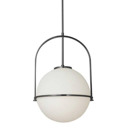 1 Light Incandescent Pendant, Matte Black with White Opal Glass    (PAO-161P-MB)