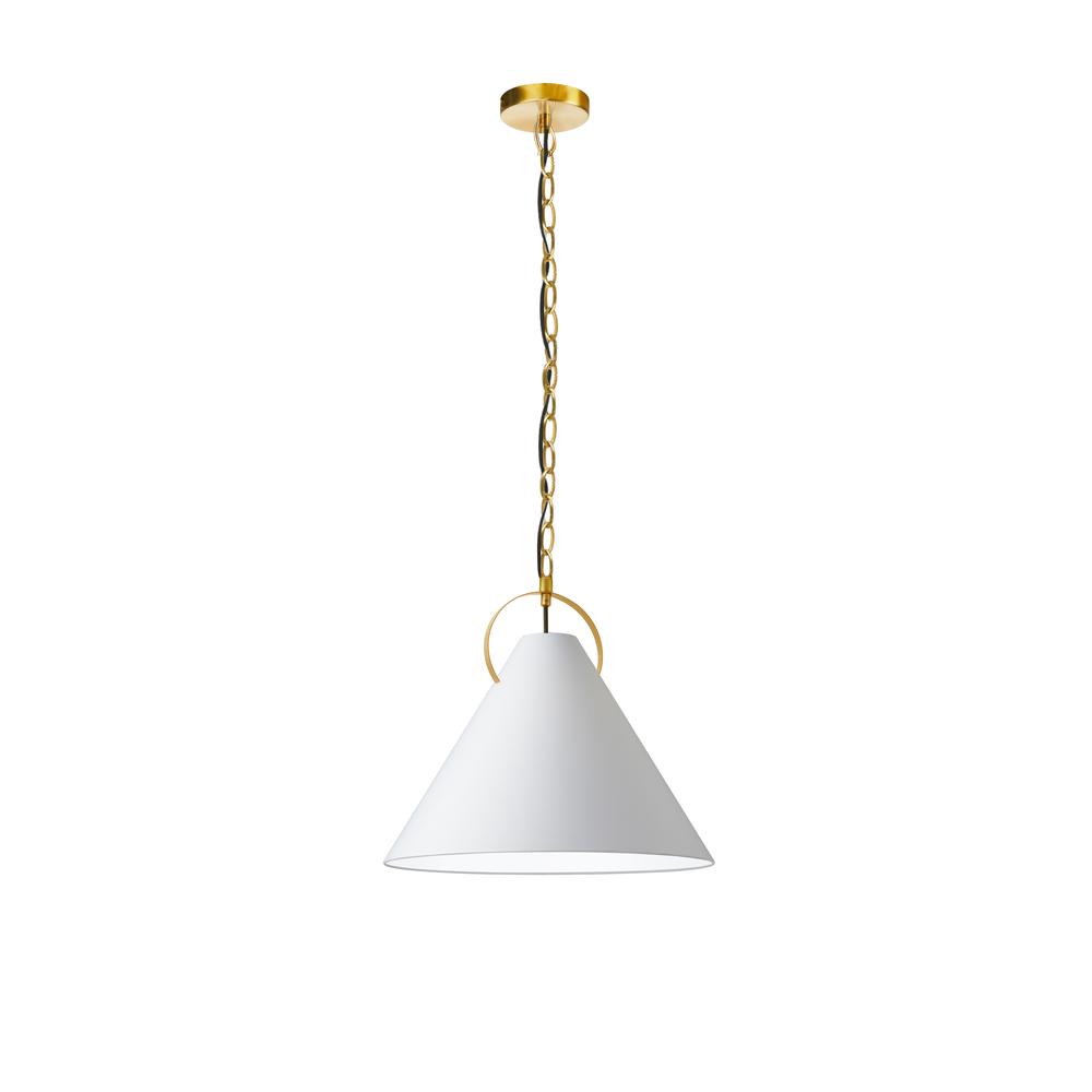 Incandescent Pendant, Aged Brass w/ White Shade     (PCN-161P-AGB-790)