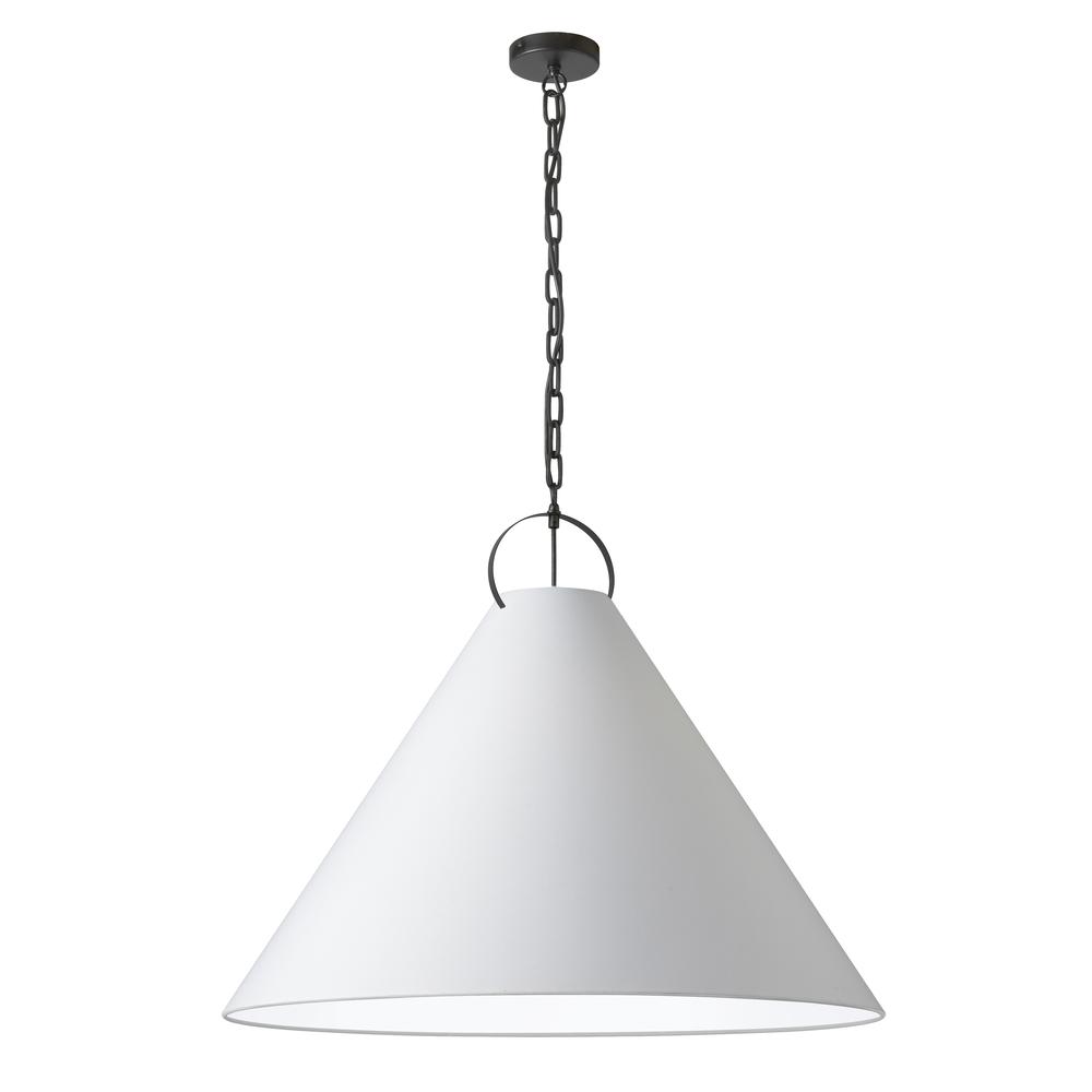 1 Light Incandescent Pendant in Matte Black with White Shade     (PCN-321P-MB-790)