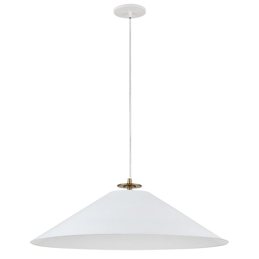 1 Light Incandescent Pendant, Aged Brass and Matte White      (PDC-241P-AGB-MW)