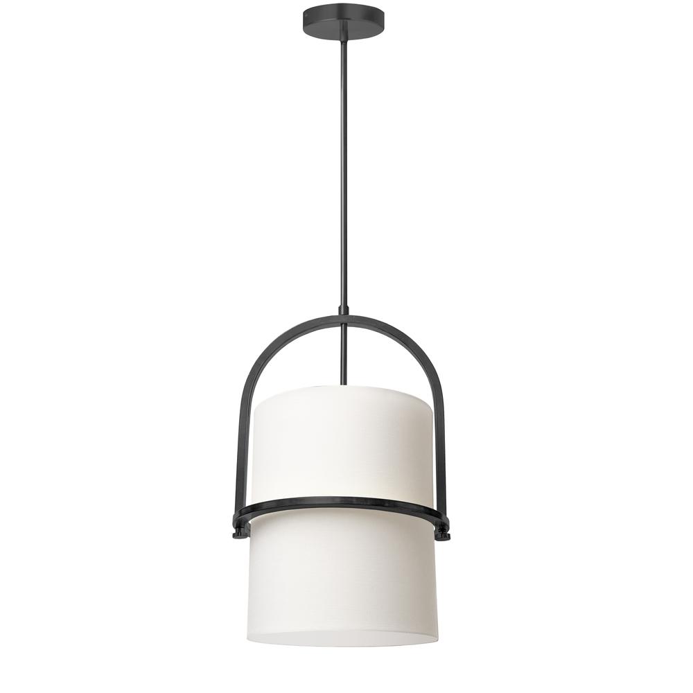 1 Light Incandescent Pendant in Matte Black w/ White Shade     (PDT-121P-MB-WH)