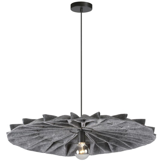 1 Light Incandescent Pendant, Matte Black with Grey Felt Shade    (PGD-311P-MB-500)