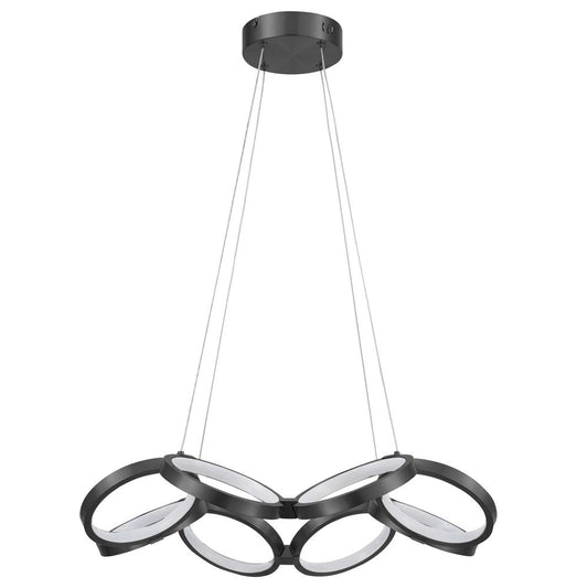 64W Chandelier, Matte Black w/ White Silicone Diffuser