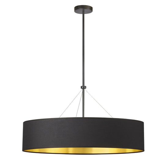 4 Light Incandescent Chandelier, Aged Brass with Black / Gold Shade     (PLV-304C-MB-698)