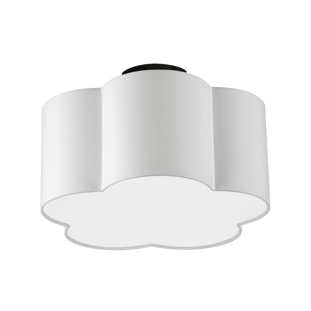 3 Light Incandescent Flush Mount, Matte Black w/ White Shade (PLX-152FH-MB-WH)