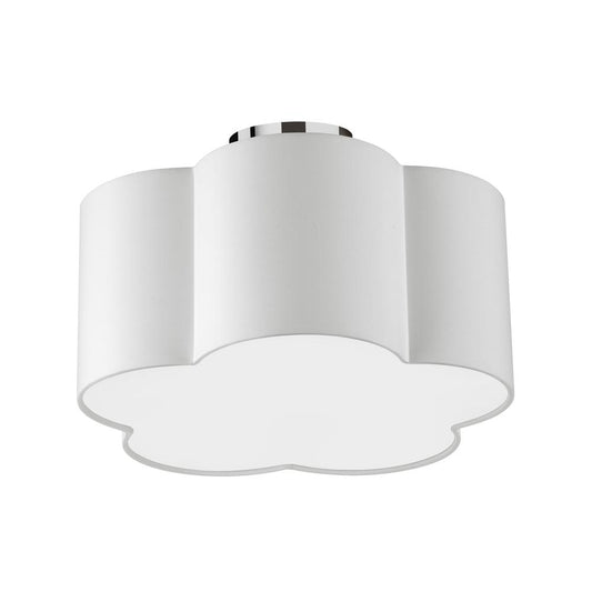 3 Light Incandescent Flush Mount, Polished Chrome w/ White Shade (PLX-152FH-PC-WH)