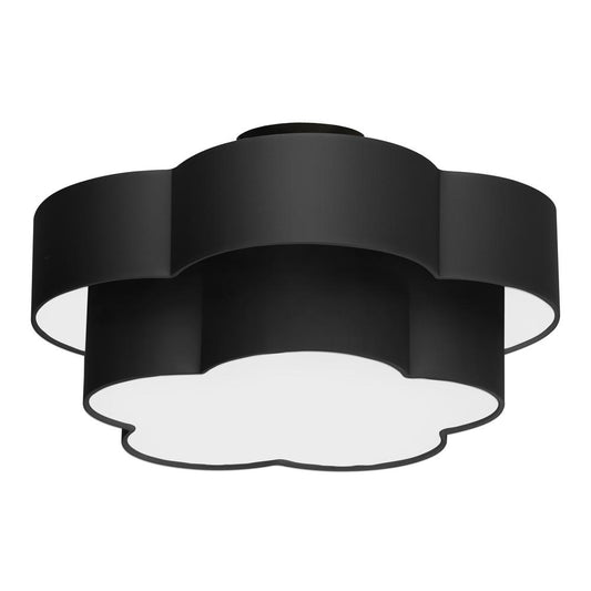 3 Light Incandescent Flush Mount, Matte Black with Black Shade    (PLX-203FH-MB-BK)