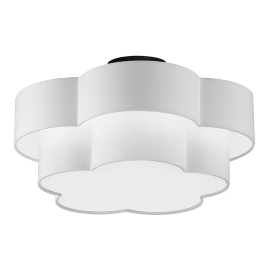 3 Light Incandescent Flush Mount, Matte Black with White Shade    (PLX-203FH-MB-WH)