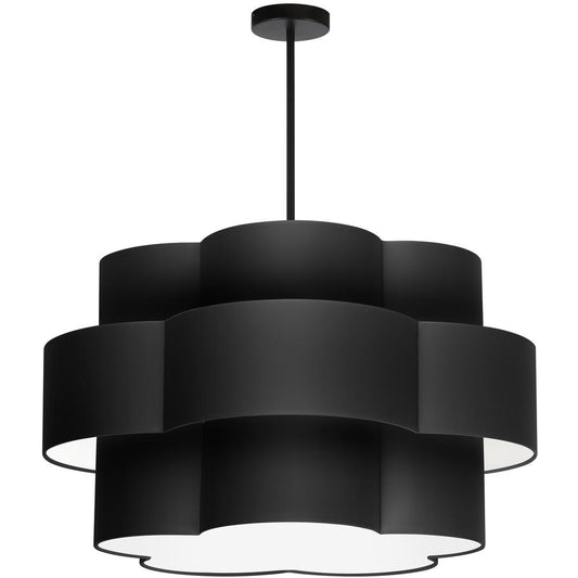 4 Light Incandescent Chandelier, Matte Black with Black Shade     (PLX-284C-MB-BK)