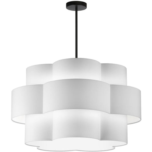 4 Light Incandescent Chandelier, Matte Black with White Shade     (PLX-284C-MB-WH)