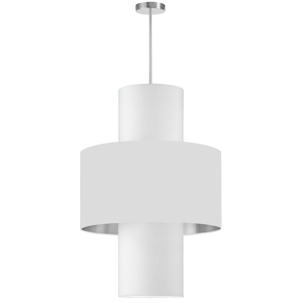 4 Light Incan Pendant, Polished Chrome w/ White/Silver & White Shades