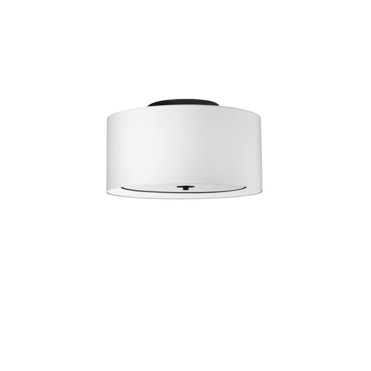 3 Light Incandescent Flush Mount, Matte Black with White Shade    (POR-163FH-MB-WH)