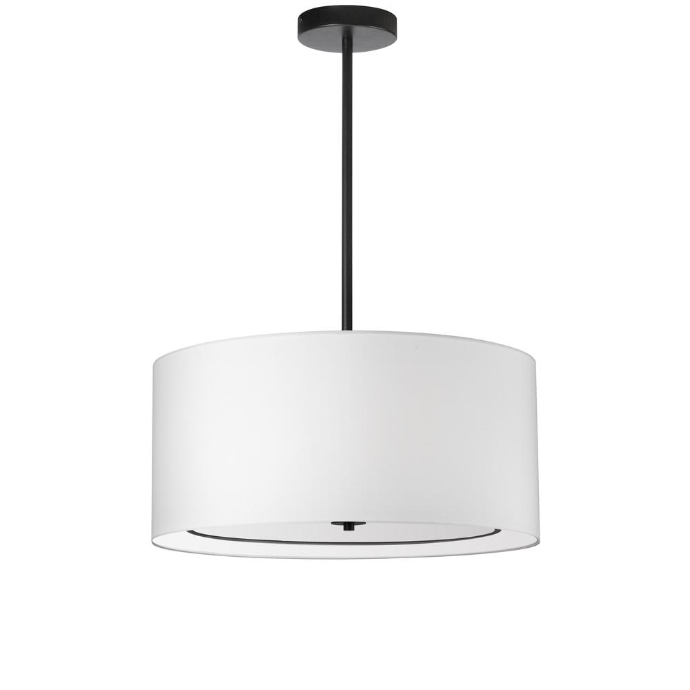 4 Light Incandescent Pendant, Matte Black with White Shade     (POR-224P-MB-WH)