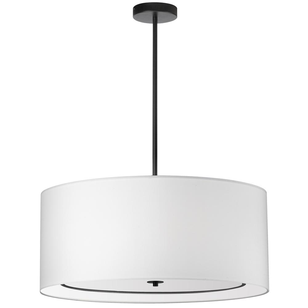 4 Light Incandescent Pendant, Matte Black with White Shade     (POR-304P-MB-WH)