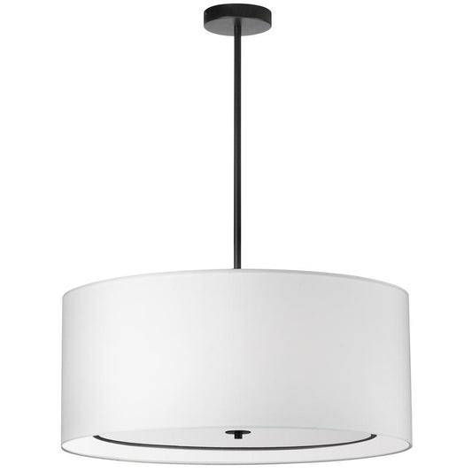 4 Light Incandescent Pendant, Matte Black with White Shade     (POR-304P-MB-WH)