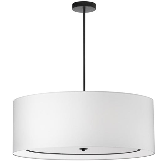 4 Light Incandescent Pendant, Matte Black with White Shade     (POR-344P-MB-WH)