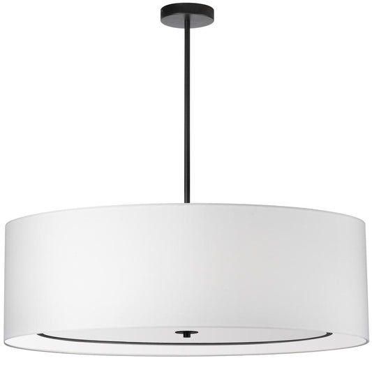 4 Light Incandescent Pendant, Matte Black with White Shade     (POR-406P-MB-WH)