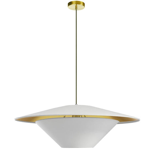 1 Light Incandescent Pendant, Aged Brass with White / Gold Shade     (PSO-241P-AGB-692)