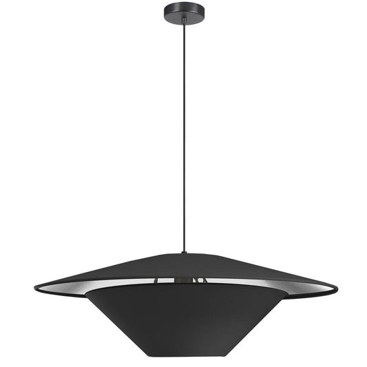 1 Light Incandescent Pendant, Matte Black with Black / Silver Shade     (PSO-241P-MB-697)