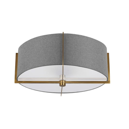 3 Light Incandescent Semi-Flush Mount, Aged Brass with Grey Shad    (PST-153SF-AGB-GRY)