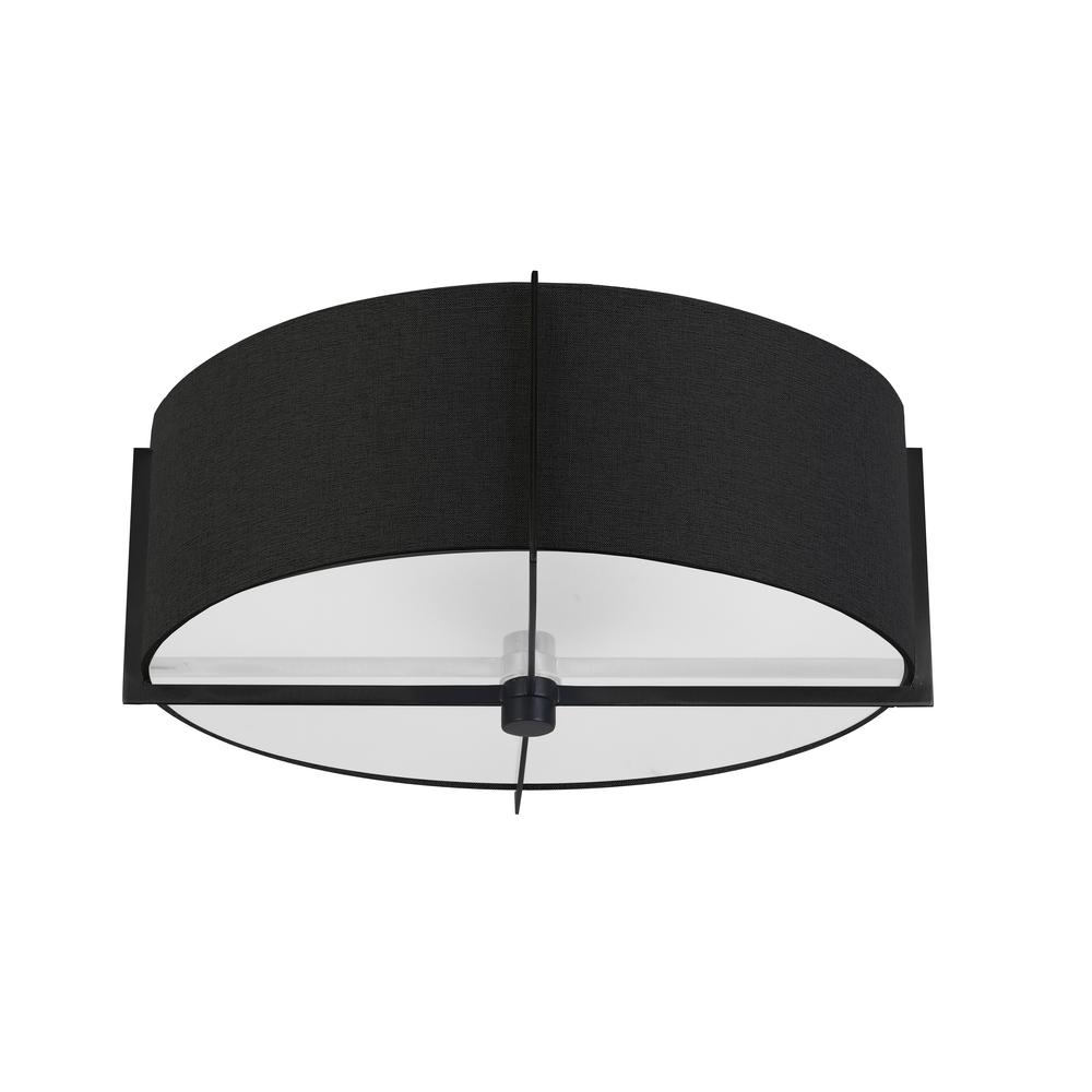 3 Light Incandescent Semi-Flush Mount, Matte Black with Black Shade    (PST-153SF-MB-BK)