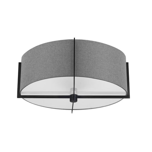 3 Light Incandescent Semi-Flush Mount, Matte Black with Grey Shade    (PST-153SF-MB-GRY)