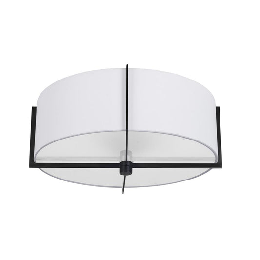 3 Light Incandescent Semi-Flush Mount, Matte Black with White Shade    (PST-153SF-MB-WH)